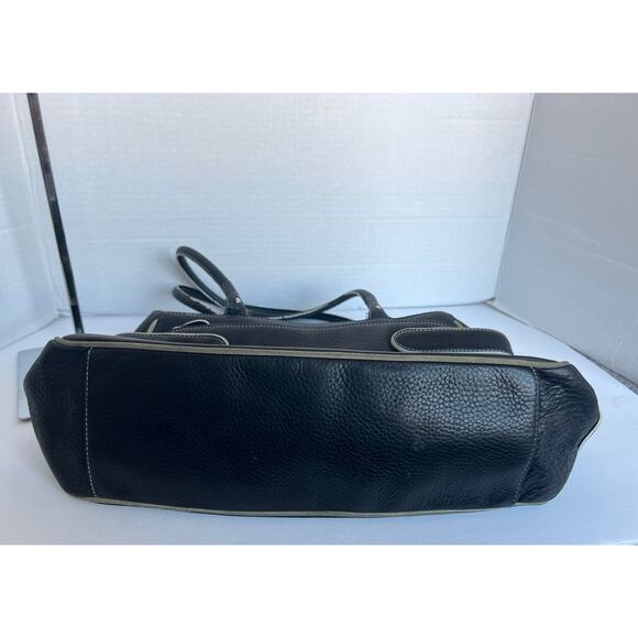 Cole Haan Stone Village Large Black Pebble Leather with Ivory Trim Shoulder Bag - Picture 5 of 13